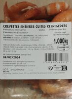 Crevettes entières refrigées