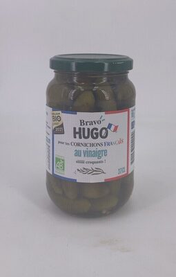 CORNICHONS BRAVO HUGO TRES FINS VINAIGRE 350 G, 185g égoutté