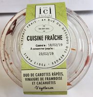 Duo de carottes râpées, vinaigre de framboise et cacahuètes