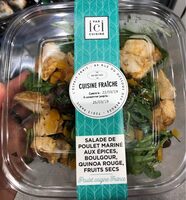 Salade de poulet mariné aux epices, boulgour