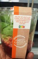 Salade de lentilles corail aux légumes champignons à la grecque