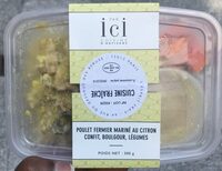 Poulet fermier mariné au citron confit, boulgour,legumes