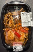 Crevettes sauce piquante et nouilles sautées