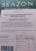 Poulet au thym, pommes de terre épinards au pesto