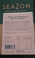 Dinde, sauce légumes & abricots, semoule