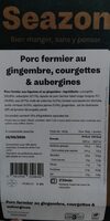 Porc fermier au gingembre, courgettes & aubergines