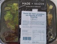 Penne bio demi-complètes aux légumes & oeufs brouillés