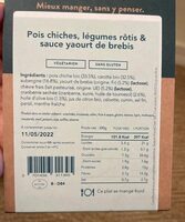 Pois chiches, légumes rôtis et sauce yaourt de brebis