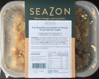 Lieu & bouillon de tomates et fenouil, riz et haricots rouges.