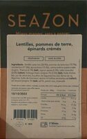 Lentilles, pommes de terre, epinards cremes