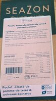 Poulet, écrasé de pomme de terre & poireaux-épinards
