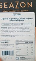 Légumes de printemps,  crème de petits pois et oeuf poché