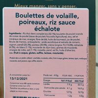 Boulettes de volaille poireaux riz