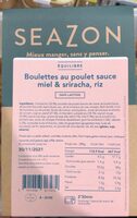 Boulettes au poulet sauce miel sriracha, riz