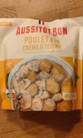 Poulet à la crème d'Isigny, champignons, pommes de terre grenailles