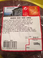 Boudin Noir Mode Corse