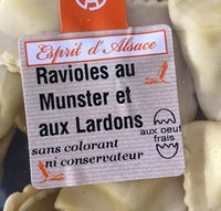 Ravioles au munster et lardons