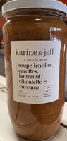 Soupe lentilles, carottes, butternut, ciboulette et curcuma