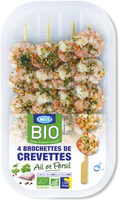 4 brochettes de crevettes BIO ail & persil - 140g - Frais