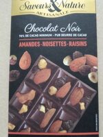 Chocolat noir amandes noisettes raisins