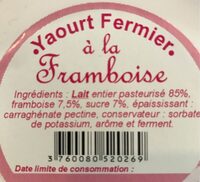Yaourt fermier à la framboise