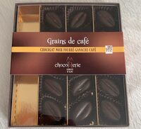 Grains de café, chocolat noir fourré ganache café