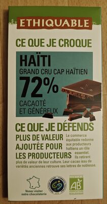 Haïti Grand cru Cap haïtien 72% cacaoté et fruité