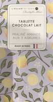 Tablette chocolat lait 3 agrumes
