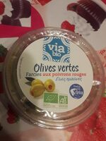 Olives vertes farcies aux poivrons rouges