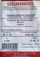 Foie gras de canard entier mi-cuit nature