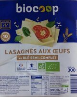 Lasagnes aux oeufs au blé semi-complet