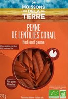 Penne de lentilles corail