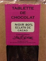 Tablette chocolat Noir 80% éclats de cacao