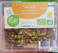 Salade riz et lentilles sauce indienne