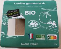 Lentilles germées et riz aux tomates séchées et raisins secs