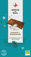 Tablette de chocolat au lait 45% de cacao, amandes et épices de Noël