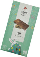 Tablette de chocolat au lait 37% de cacao avec inclusions de pralin