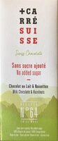 Chocolat lait noisettes sans sucre ajouté