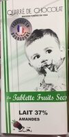 La Tablette Fruits Secs - Chocolat Lait 37% Amandes