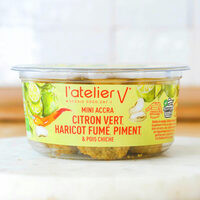 Mini accra citron vert, haricot fumé, piment & pois chiche
