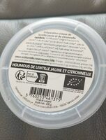 Houmous de lentille jaune et citronnelle