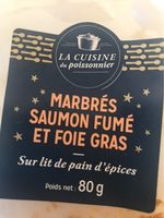 Marbrés saumon fumé et foie gras sur lit de pain d’épices