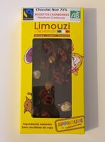 Chocolat noir 71 % noisettes cranberries