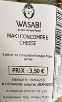 Maki concombre cheese