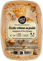 Risotto Crémeux au Poulet, Champignons de Paris et Copeaux de Fromage
