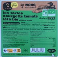 Tartes courgette tomate feta bio