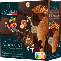 Cône Artisanal Crème Glacée Chocolat coulis chocolat noisettes du Piémont