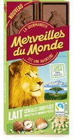 Tablette Lait, céréales soufflées, noisettes et amandes pilées