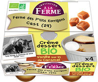 Crème dessert vanille sur lit de caramel