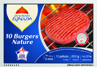 10 Burgers Nature (20% MG) Surgelés